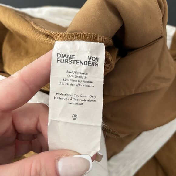 diane von furstenberg Burnt Orange Linen Blend Wide Leg Pants Sz 6 189 - Picture 6 of 7